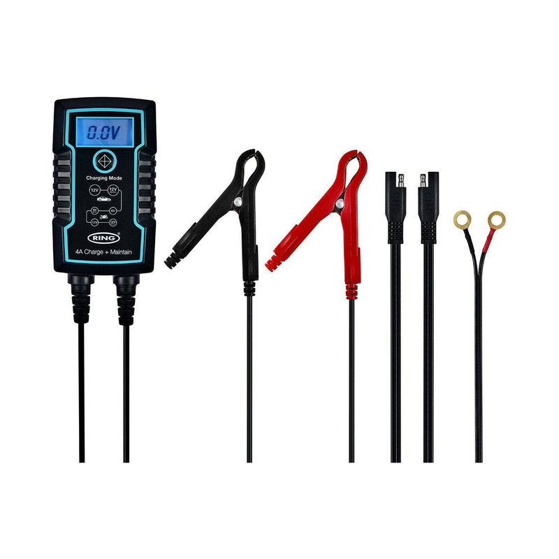 Ring 4A Smart Battery Charger and Battery Maintainer LCD Display 6/12v Ring Automotive - Dynamic Drive