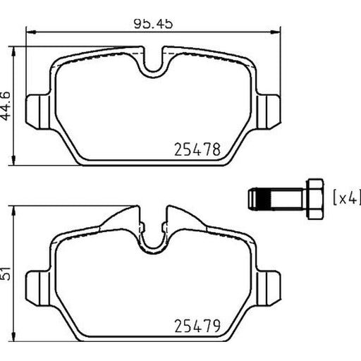 Mintex Rear Brake Pad Set fits Mini Mini Countryman 2010-2016
