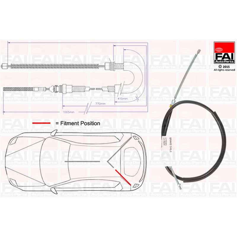 FAI Handbrake Cable Left Rear fits Citroën Dispatch I 1995-2006 1.6 1.9 2.0