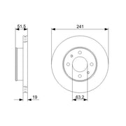Bosch 2 x Vented Brake Discs fits Hyundai Accent II 1999-2006 1.3 1.5 1.6