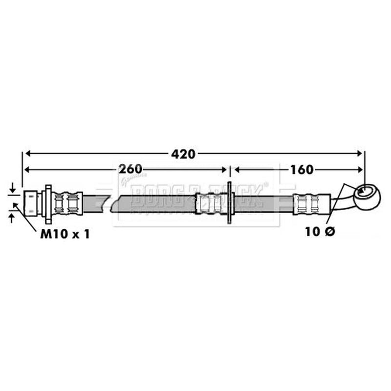 Borg & Beck Brake Hydraulic Hose Line Left BBH7450