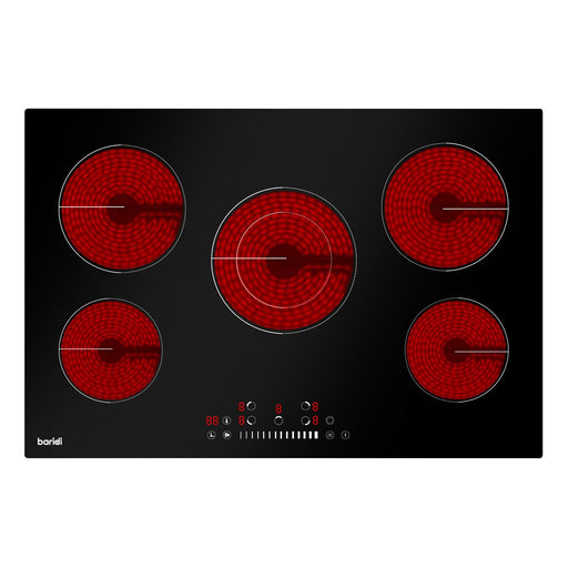 Baridi Integrated Ceramic Hob with 5 Cooking Zones 77cm - Black Glass Baridi - Dynamic Drive