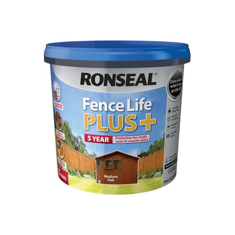 Ronseal Fence Life Plus+ Medium Oak 5 litre Ronseal - Dynamic Drive