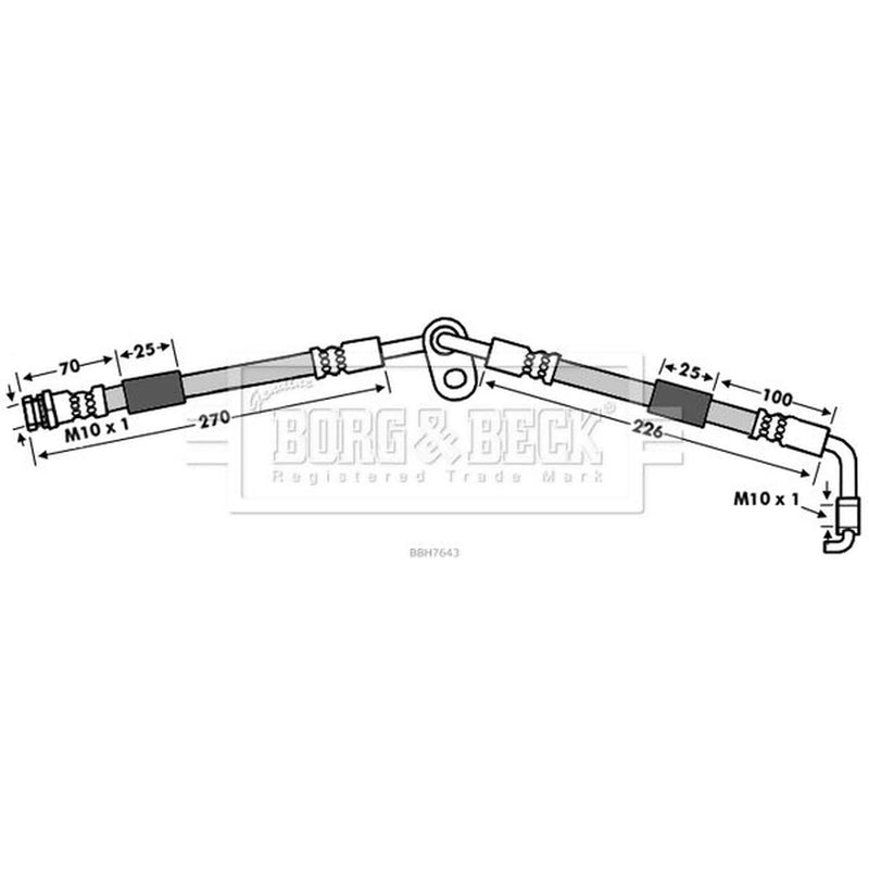 Borg & Beck Brake Hydraulic Hose Line Front Right BBH7643