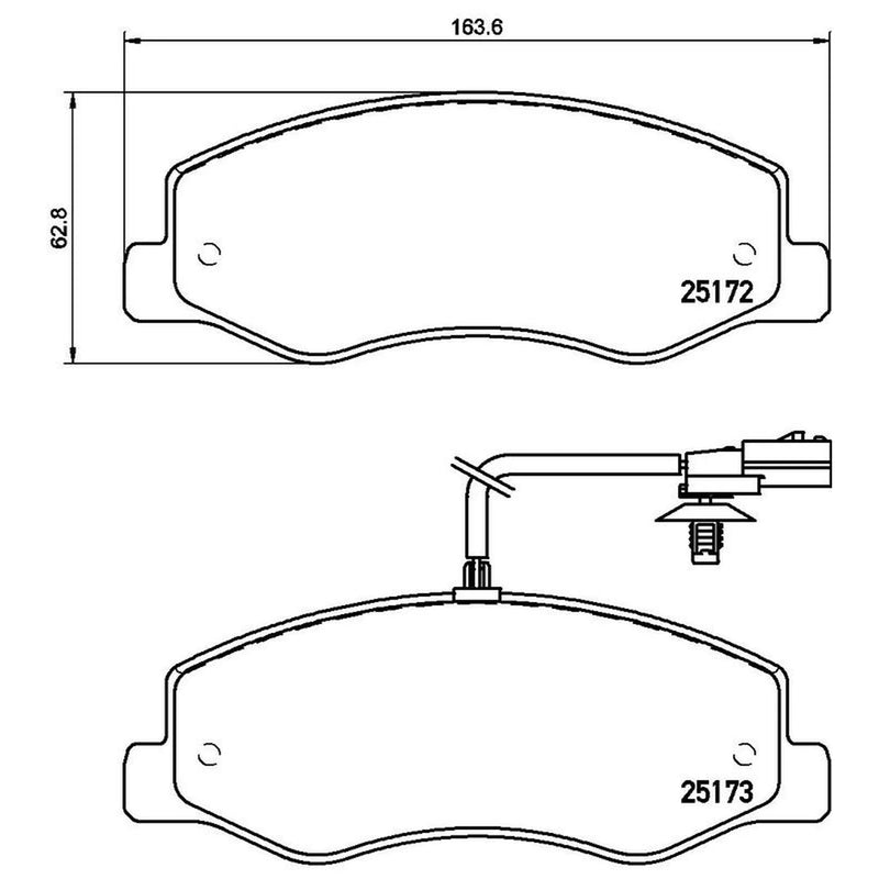 Brembo 4 x Rear Brake Pad Set fits Nissan Interstar 2021-2024
