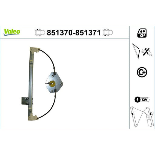 Valeo Electric Window Regulator Lifter Right Rear 851371