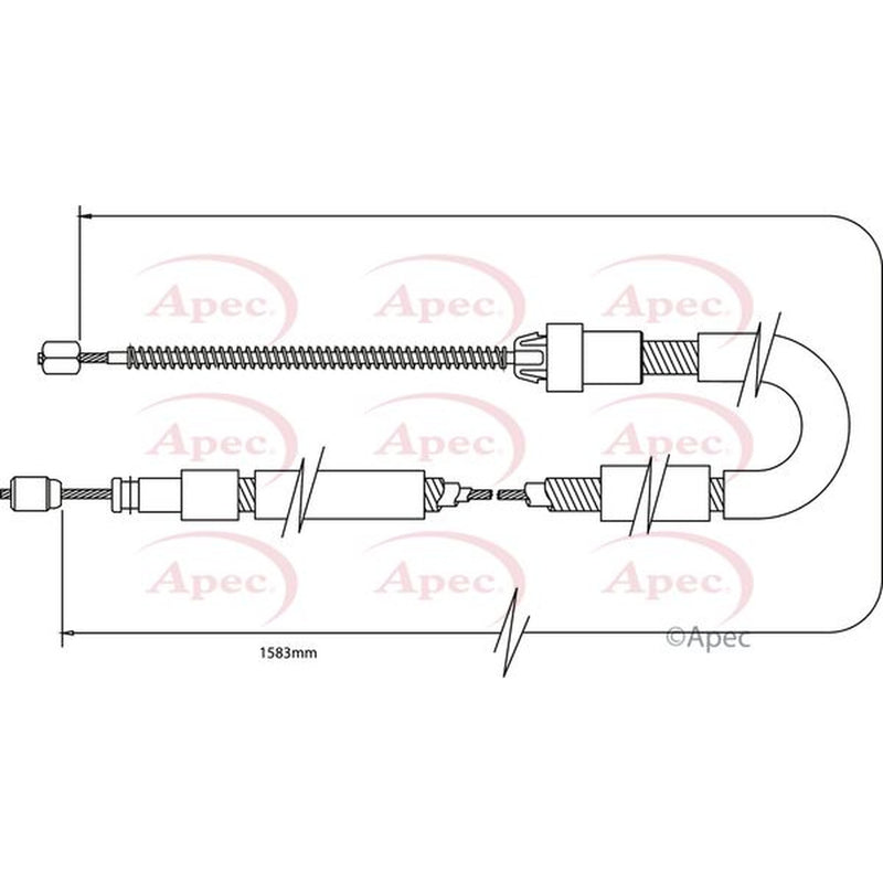 Apec Handbrake Cable Left Rear fits Fiat Doblo 2001 on 1.2 1.9