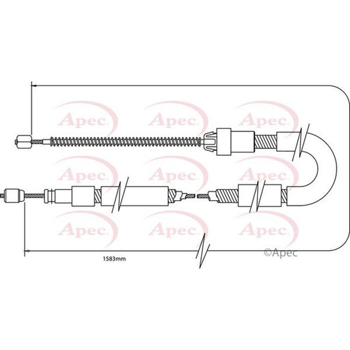 Apec Handbrake Cable Left Rear fits Fiat Doblo 2001 on 1.2 1.9