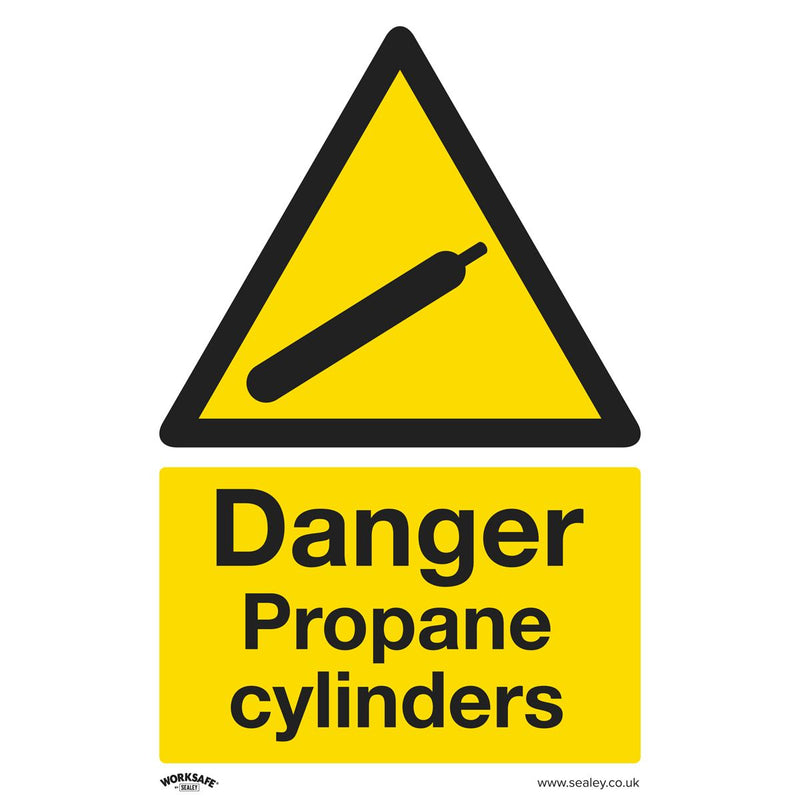 Sealey Warning Safety Sign Danger Propane Cylinders Rigid Plastic Pack of 10 Sealey - Dynamic Drive