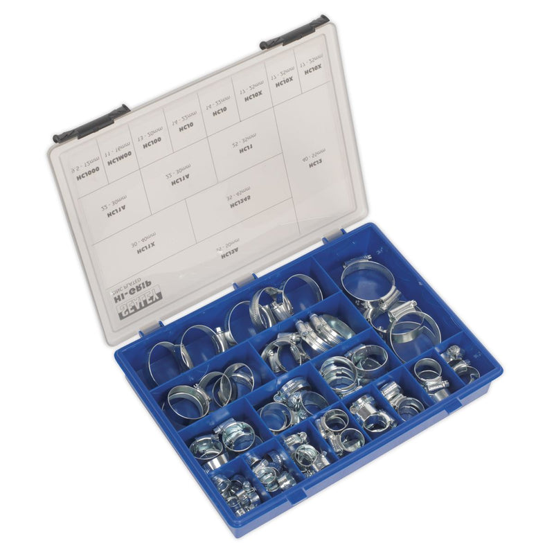 Sealey HI-GRIPï Hose Clip Assortment 81pc Sizes9.5-55mm HCJ85AC Sealey - Dynamic Drive