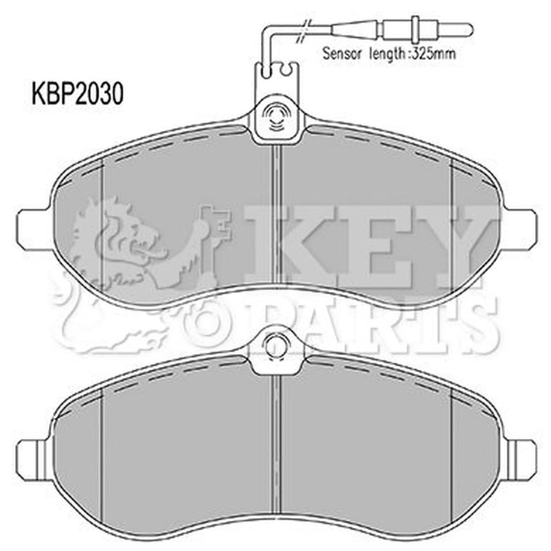 Key Parts 4 x Front Brake Pad Set fits Citroën Dispatch II 2007-2016 1.6 2.0
