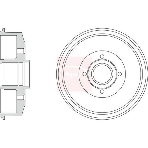 Apec Brake Drum Assembly Rear fits Dacia Dokker 2012-2021 1.2 1.3 1.5 1.6