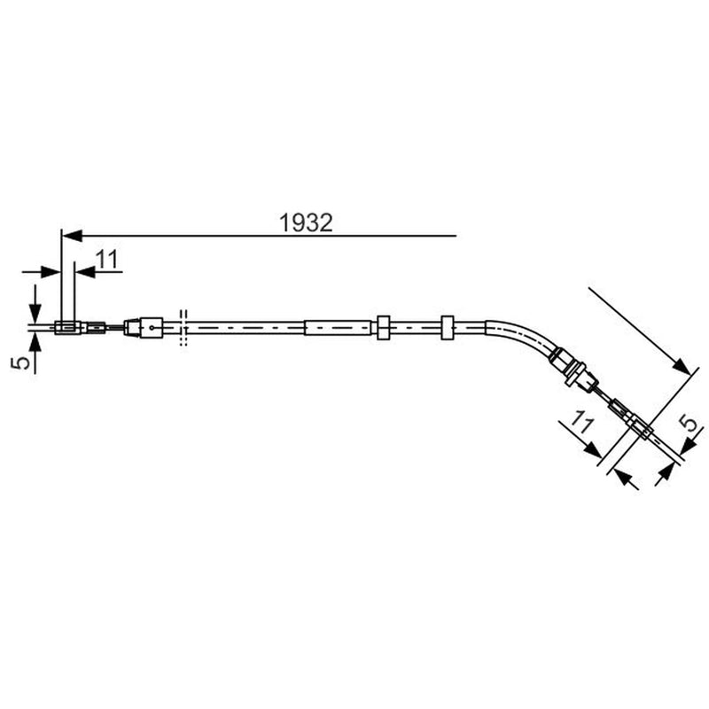 Bosch Handbrake Cable Rear fits Mercedes-Benz M-Class 1998-2005