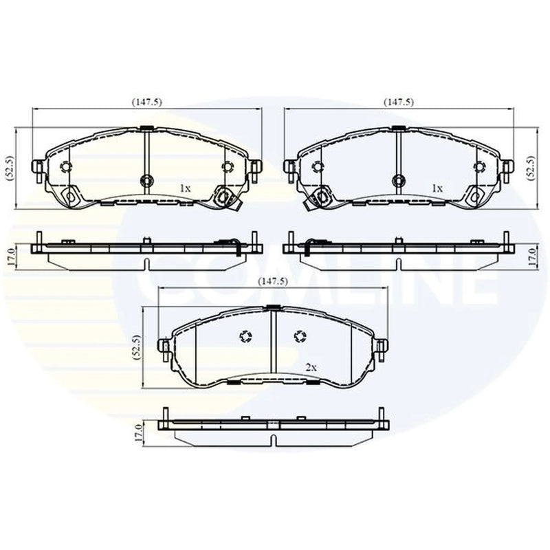 Comline 4 x Rear Brake Pad Set fits Ford Ranger 2015 on 2.2