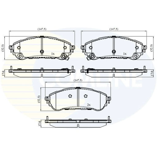 Comline 4 x Rear Brake Pad Set fits Ford Ranger 2015 on 2.2