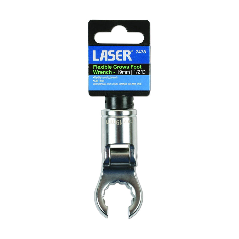Laser Flexible Crows Foot Wrench 1/2"D 19mm 7478 Laser - Dynamic Drive