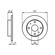 Bosch Front Brake Solid Discs & Pads fits Daihatsu Cuore 1998-2003 1.0