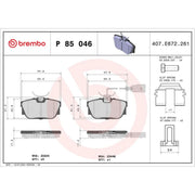 Brembo 4 x Rear Brake Pad Set fits VW California T4 Camper 1994-2003 1.9 2.4 2.5