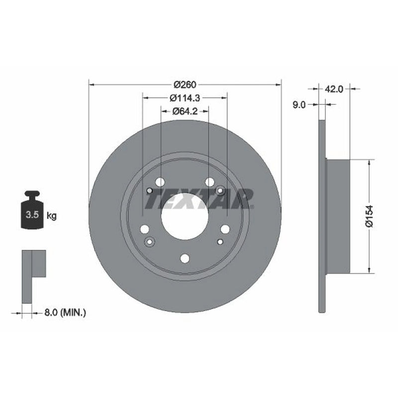 Textar 2 x Solid Rear Brake Discs 92164303-x2