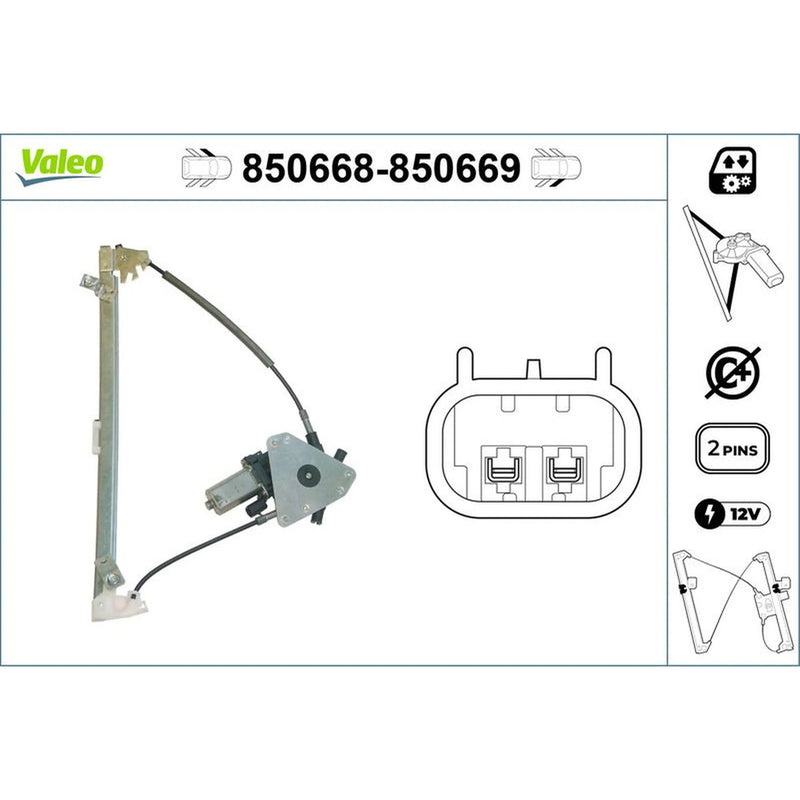 Valeo Electric Window Regulator Lifter Right Front 850669