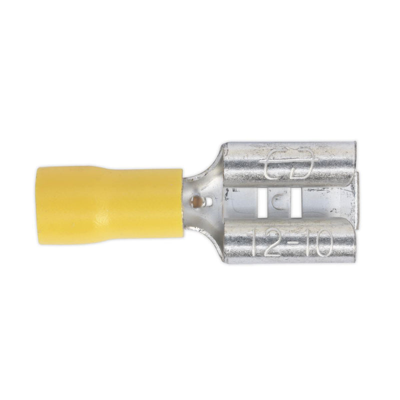 Sealey Push-On Terminal 9.5mm Female Yellow Pack of 100 YT14 Sealey - Dynamic Drive