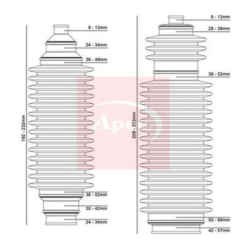 Apec Steering Bellow Kit Front fits Alfa Romeo 164 1987-1998 2.0