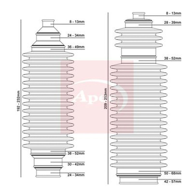 Apec Steering Bellow Kit Front ACB3004