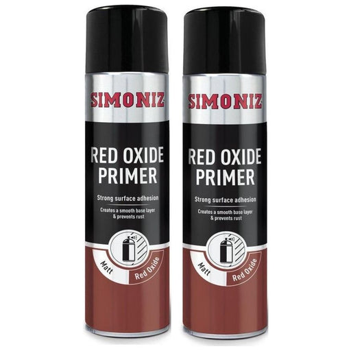 2x Simoniz Red Oxide Primer Acrylic Aerosol Auto Car Spray Paint 500ml SIMP13D Simoniz  - Dynamic Drive