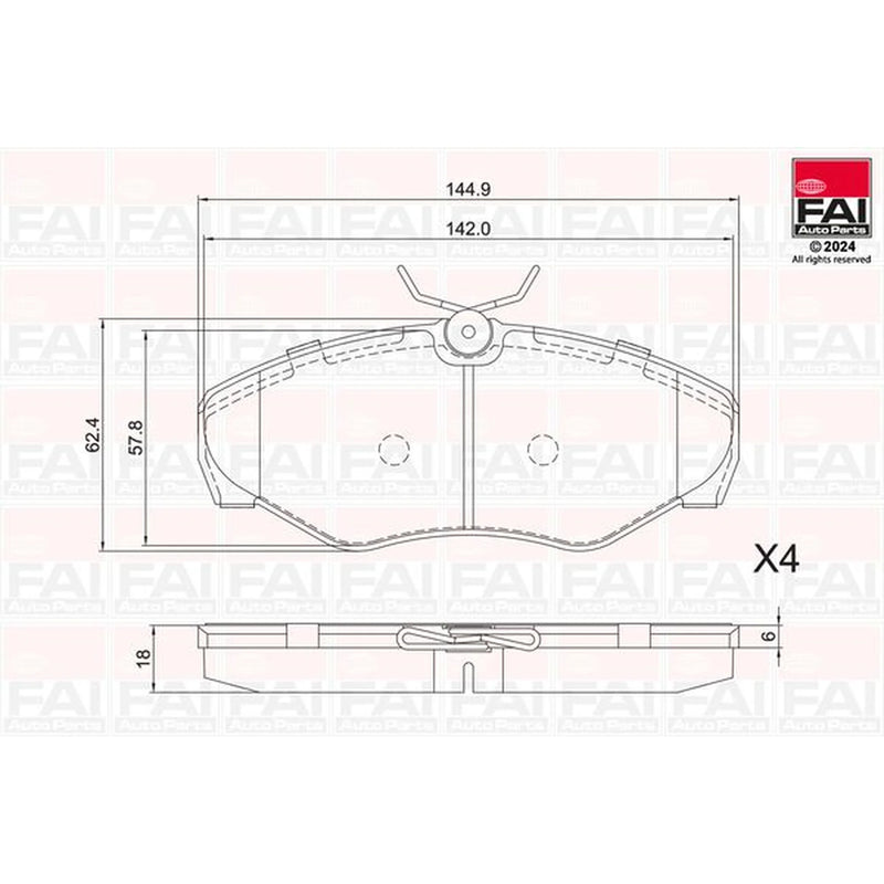 FAI Front Brake Pad Set fits Nissan Primastar 2001-2006 1.9 2.0 2.5
