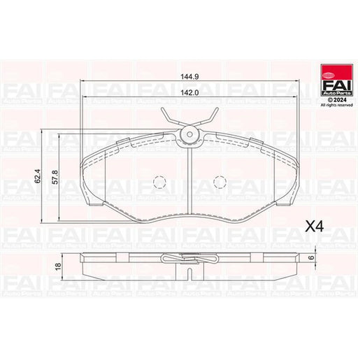 FAI Front Brake Pad Set fits Nissan Primastar 2001-2006 1.9 2.0 2.5