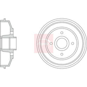 Apec Brake Drum Assembly Rear fits Citroën C3 II 2009-2016 1.0 1.1 1.2 1.4 1.6