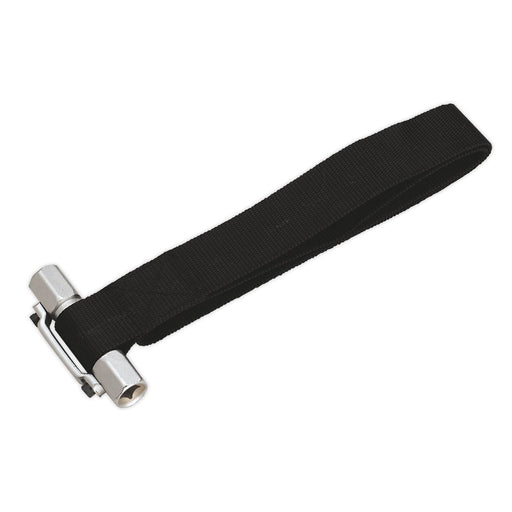 Sealey Oil Filter Strap Wrench300mm Capacity 3/8" & 1/2"Sq Drive AK6403 Sealey - Dynamic Drive