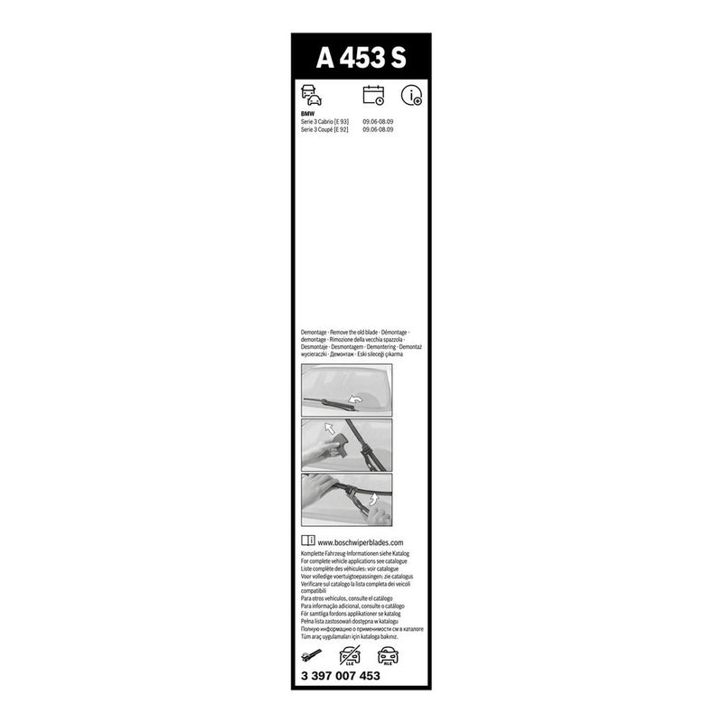 Bosch Aerotwin Wiper Blade Set 600mm + 450mm — A453S fits BMW 3 2006-2013