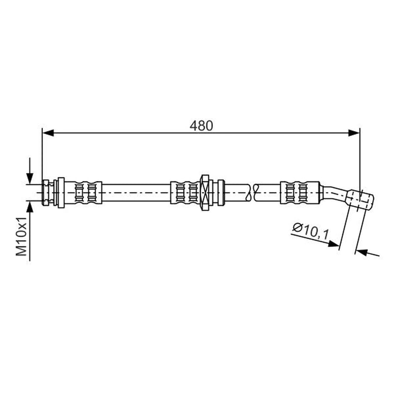 Bosch Brake Hydraulic Hose Line Front fits Suzuki Swift 1989-2005 1.0 1.3 1.6
