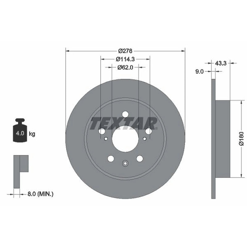 Textar 2 x Solid Rear Brake Discs 92225303-x2