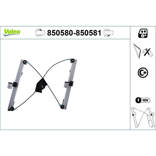 Valeo Electric Window Regulator Lifter Right Front 850581