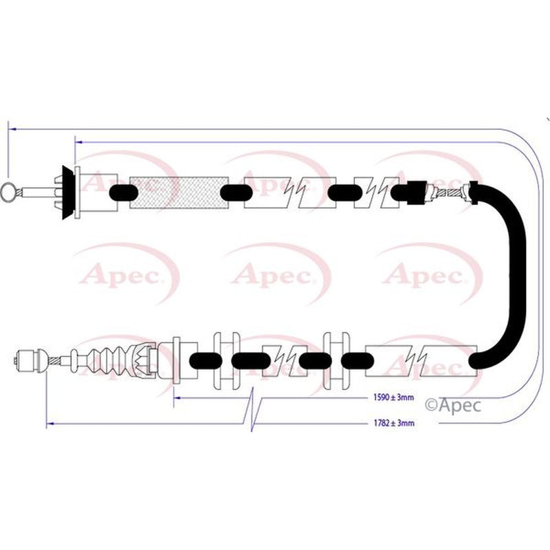 Apec Handbrake Cable Left Rear fits Fiat Bravo II 2007-2014 1.4 1.6 1.9 2.0