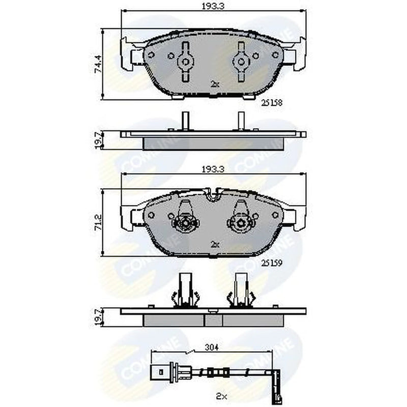 Comline 4 x Front Brake Pad Set fits Audi A6 Allroad C7 2012-2018 3.0
