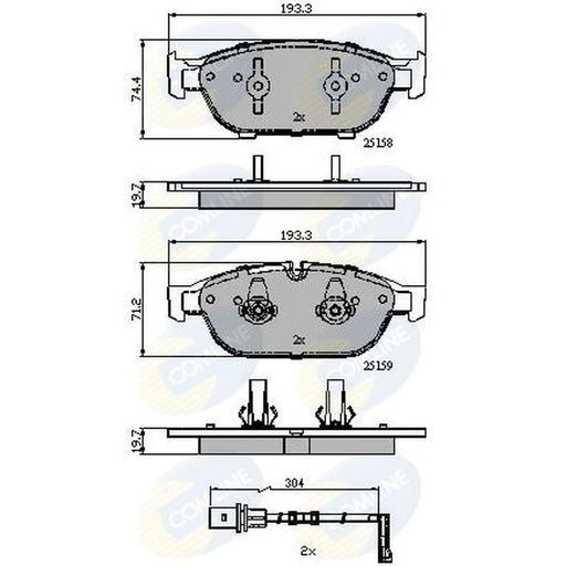 Comline 4 x Front Brake Pad Set fits Audi A6 Allroad C7 2012-2018 3.0