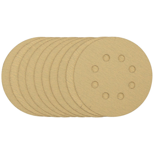 Draper Gold Sanding Discs with Hook & Loop, 125mm, 120 Grit (Pack of 10) 58111 Draper - Dynamic Drive