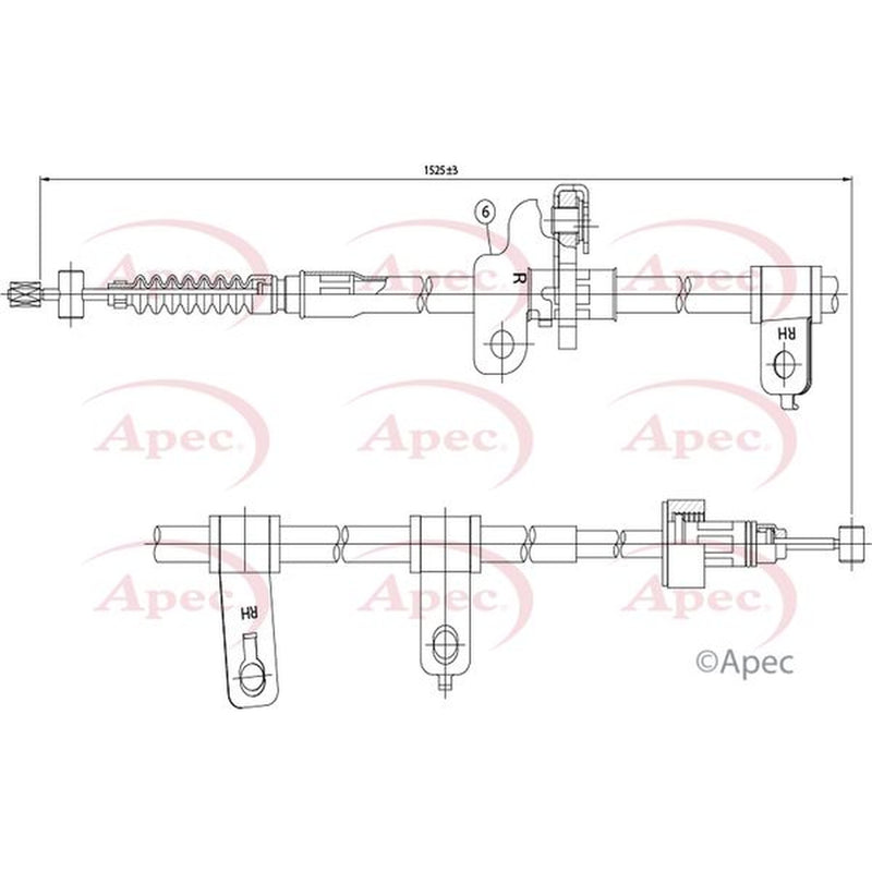 Apec Handbrake Cable Right Rear fits Kia Picanto I 2004-2011 1.0 1.1