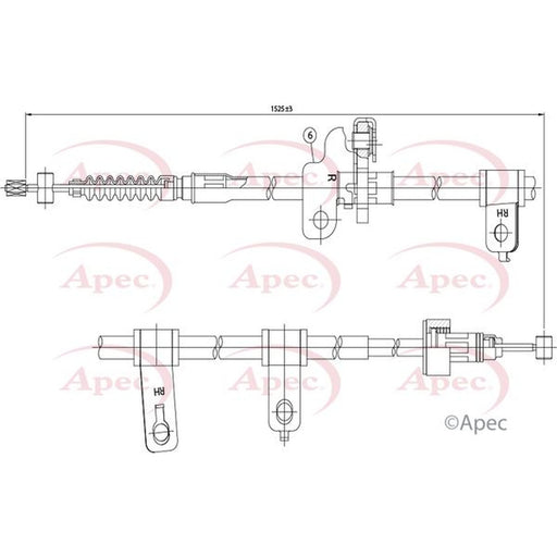 Apec Handbrake Cable Right Rear fits Kia Picanto I 2004-2011 1.0 1.1