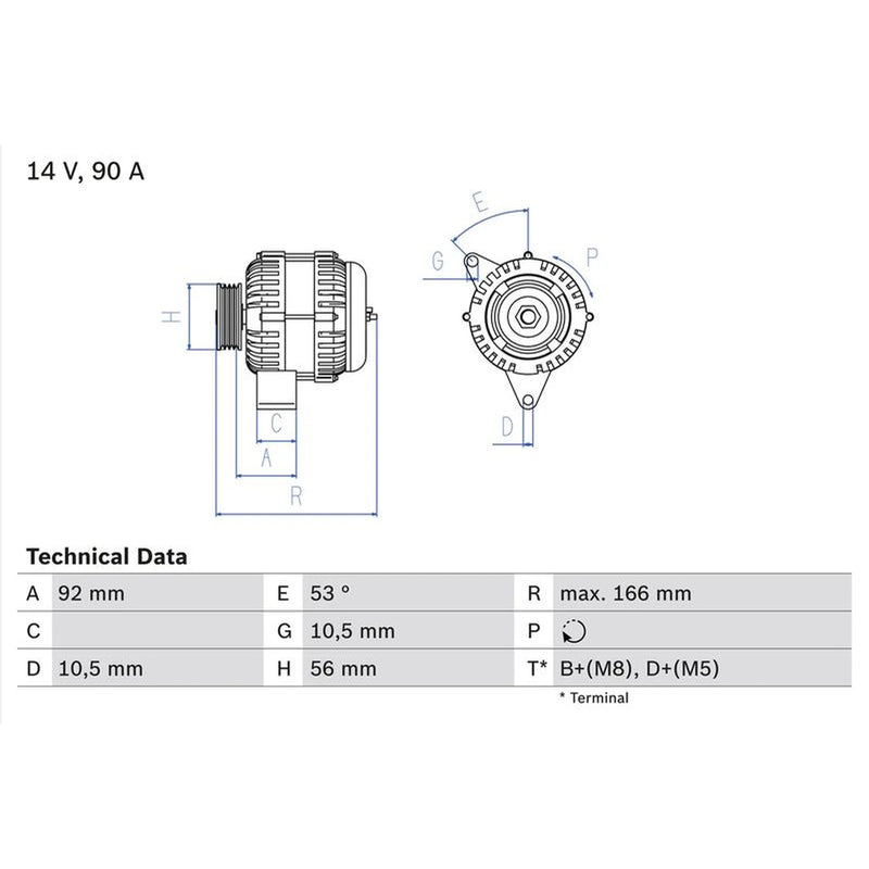 Bosch Car Alternator 12V fits Mercedes-Benz Slk 1996-2004