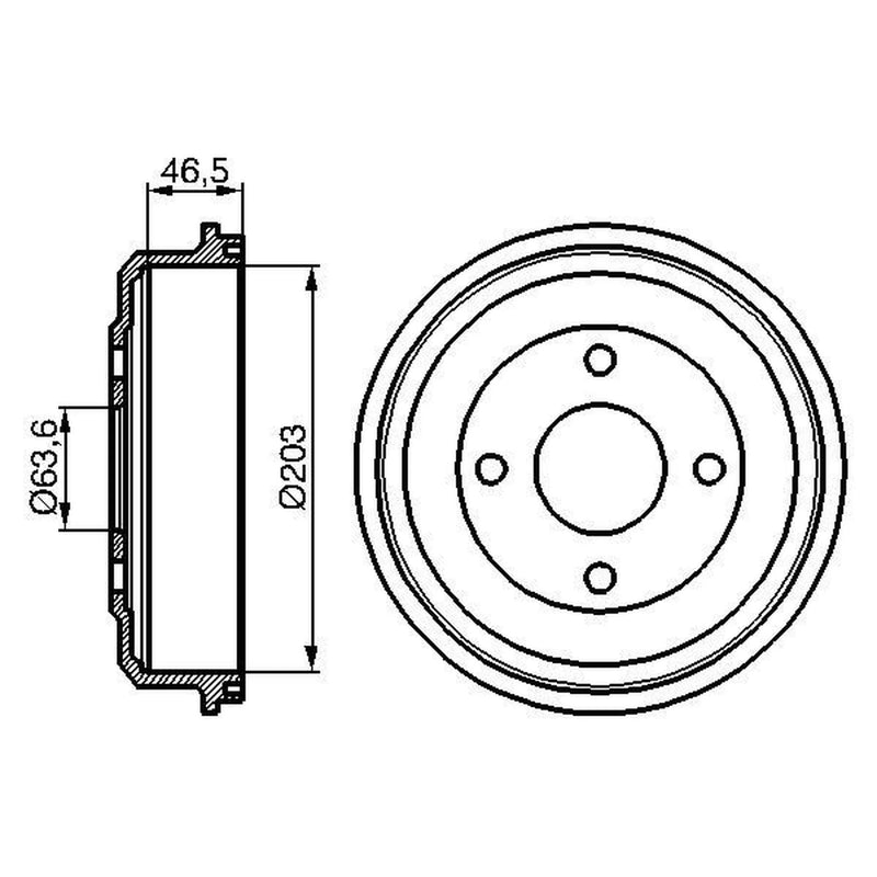 Bosch 2 x Brake Drums fits Ford Mondeo 1993-2000 1.6 1.8