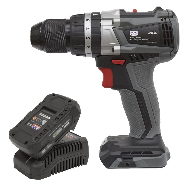Sealey Brushless Combi Drill Kit13mm 20V 2Ah SV20 Series CP20VDDXKIT1 Sealey - Dynamic Drive