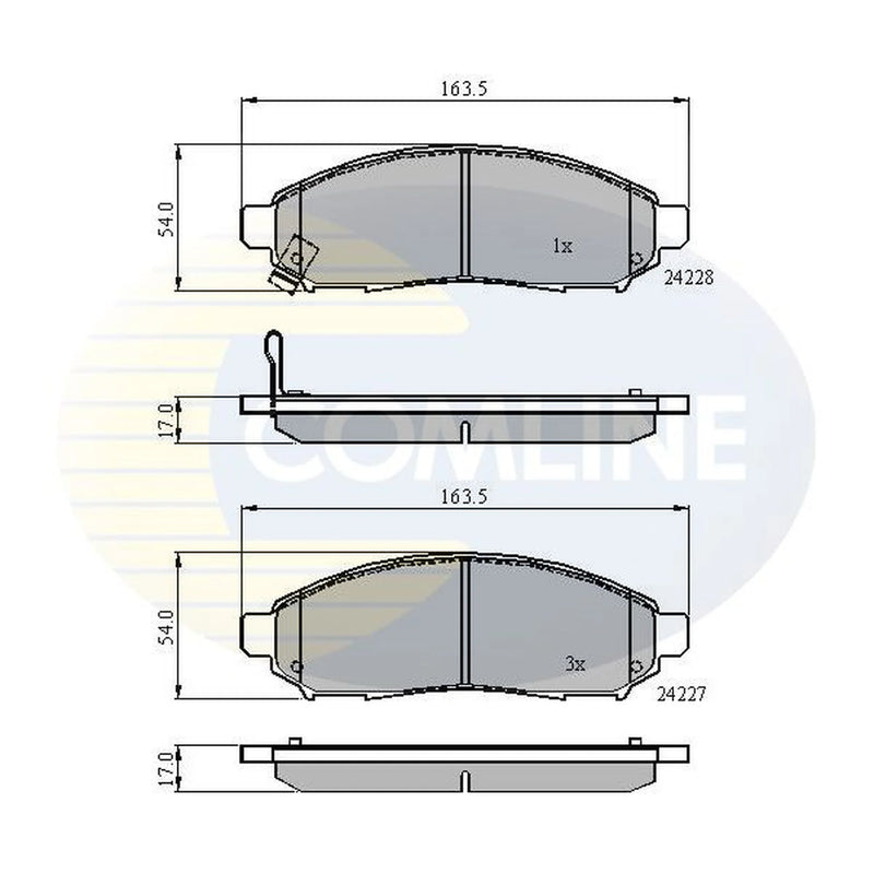 Comline 4 x Front Brake Pad Set fits Nissan Navara NP300 2005-2007 2.5