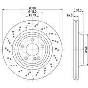 Mintex 2 x Perforated Brake Discs fits Mercedes-Benz Sl 2012-2020