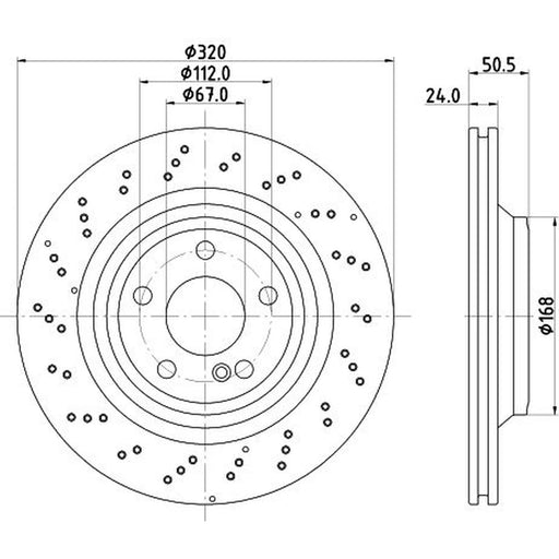 Mintex 2 x Perforated Brake Discs fits Mercedes-Benz Sl 2012-2020