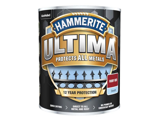 Hammerite Ultima Metal Paint Smooth Ruby Red 750ml Hammerite - NN4 Online