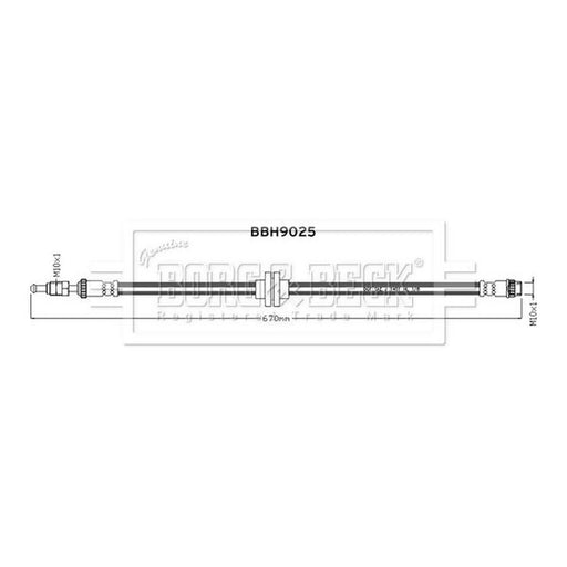 Borg & Beck Brake Hydraulic Hose Line Rear Right BBH9025